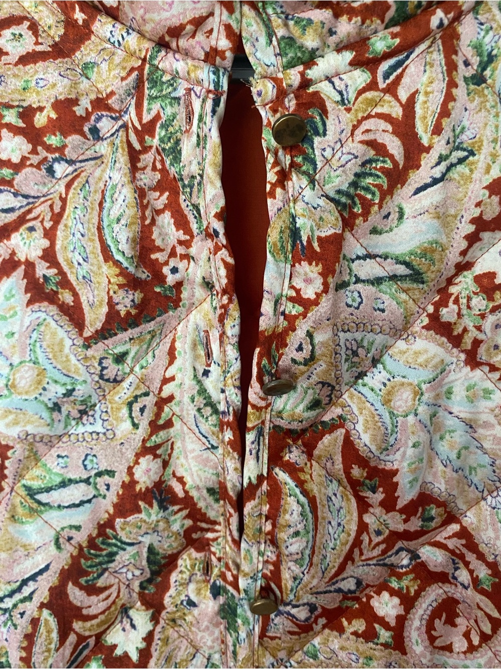 MELLODAY Quilted Paisley Floral Boho Shacket Jacket Rust Size Small - Picture 5 of 7